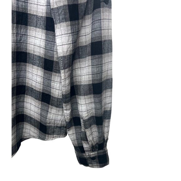 Zac & Rachel Womens Black & White Plaid Button-Up Long Sleeve Shirt Size Large - Picture 9 of 13